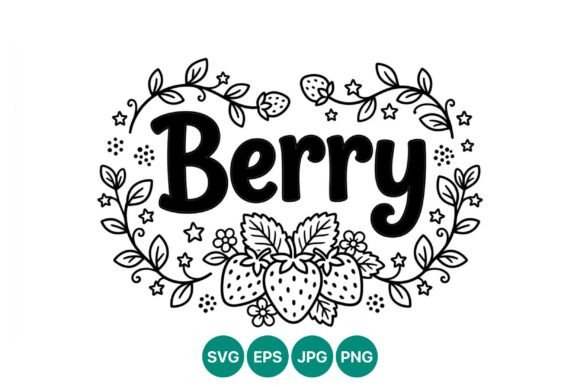 Berry Black and White Lettering with Graphics and Illustrations