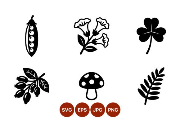 Black and White Botanical Line Art Set: Graphics for Creative Design