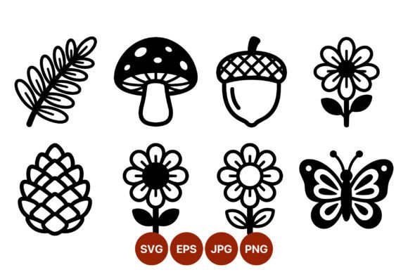 Black White Nature Line Art Vector