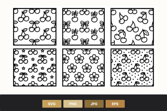 Cherry Flower Bow Pattern Vector Graphics
