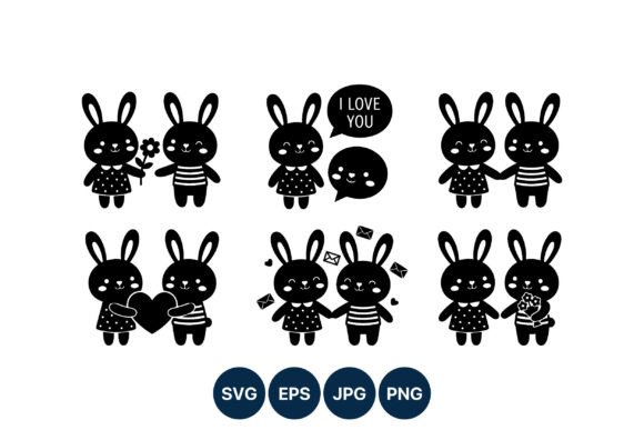 Cute Bunny Couple Love Vector: Graphics for Creative Projects