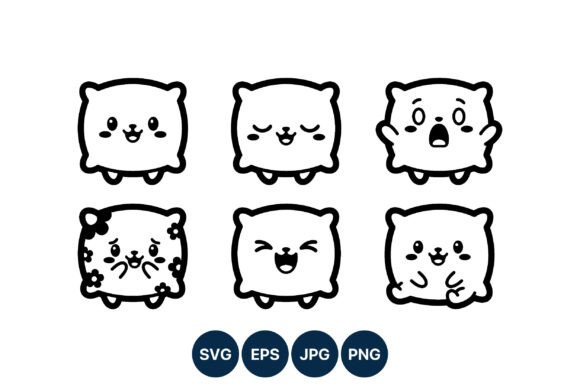 Cute Pillow Faces Cartoon Vector for Graphics and Illustrations