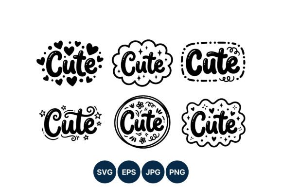 Cute Word Script Lettering Vector Art Graphics