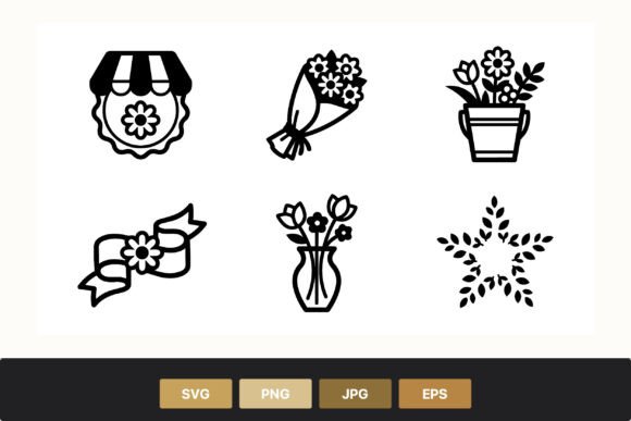 Flower Bouquet Wreath Pot Ribbon Vase: Graphics for Local Business Branding