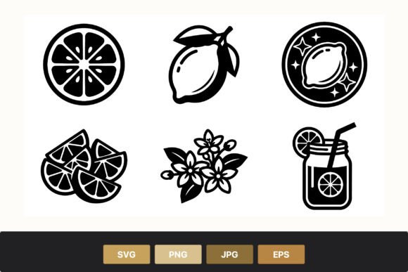 Lemon Citrus Fruit Slices Vector Graphics
