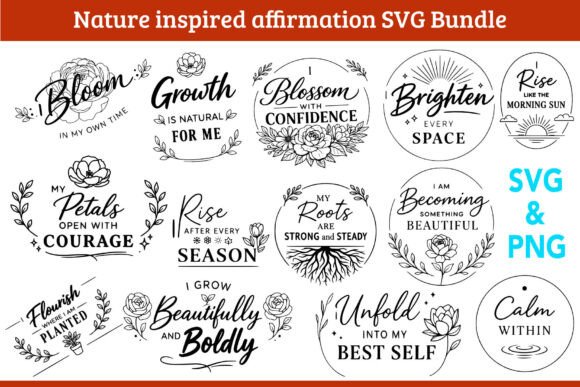 Nature Inspired Affirmation SVG Bundle