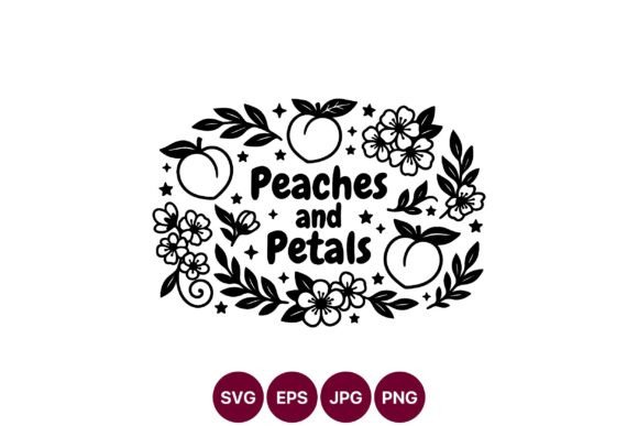 Peaches and Petals Botanical Black and Graphics