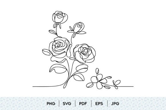 Rose Flower Line Art SVG Graphics