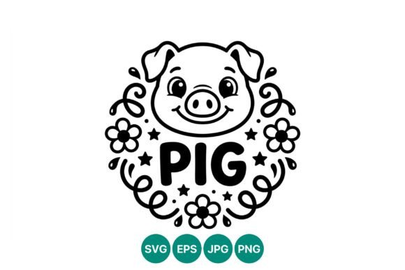 Smiling Pig Face Vector Art: Graphics for Local Branding