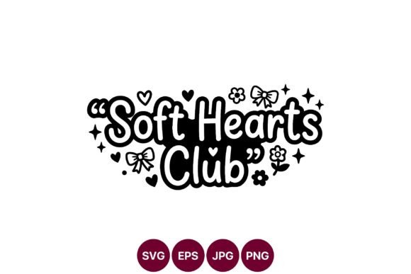 Soft Hearts Club Hand Lettering Script Graphics