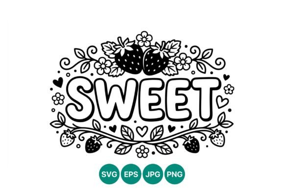Sweet Black White Strawberry Vector Art Graphics