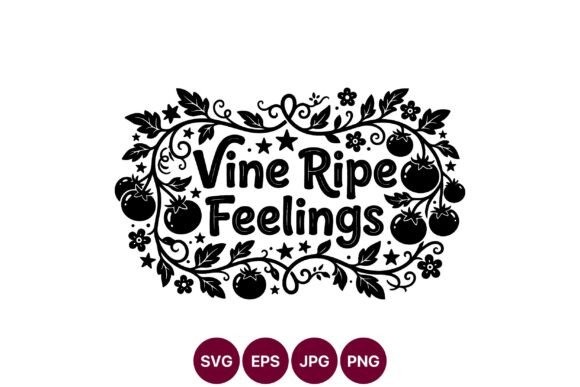 Vine Ripe Feelings Black White Vector Graphics