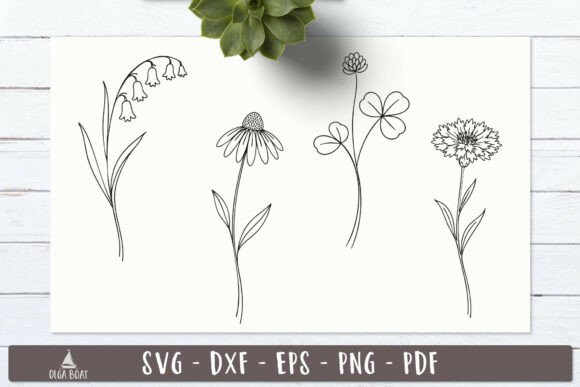 Wildflower Bloom SVG Line Art Flower