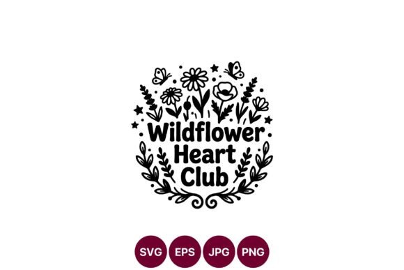 Wildflower Heart Club Black White Graphics
